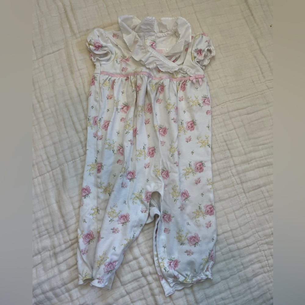 Janie & Jack Floral Baby Romper with Pink and Yellow Accents